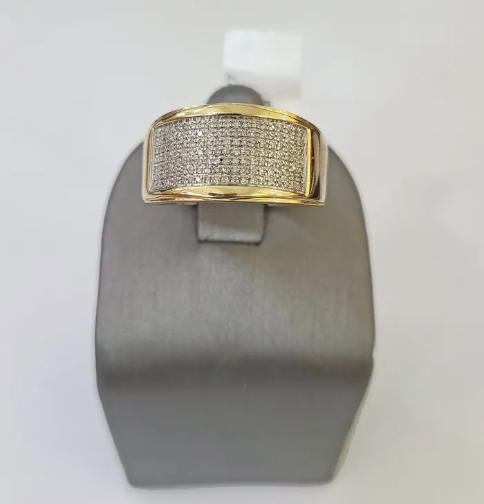Real 10k Yellow Gold Diamond Mens Ring Band Wedding Genuine Natural Gold and Diamond Rings
