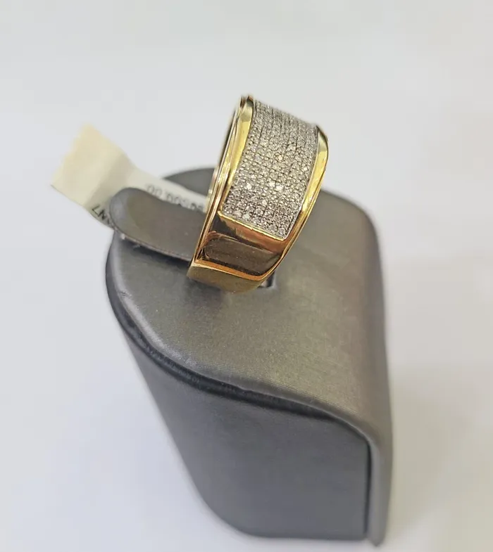 Real 10k Yellow Gold Diamond Mens Ring Band Wedding Genuine Natural Gold and Diamond Rings