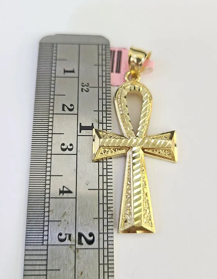 Real 14k Solid Rope Chain Jesus Ankh Cross Charm Set 3mm 1826 Necklace Gold Gold and Diamond Necklaces