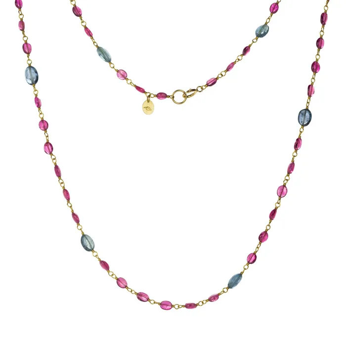 Rubellite and Aquamarine Spun Sugar Necklace Mallary Marks Necklaces