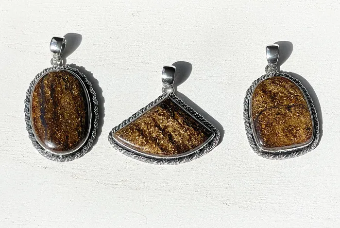 Sophiareneboutiquecom Necklaces Sterling Silver Bronzite Pendant Necklace