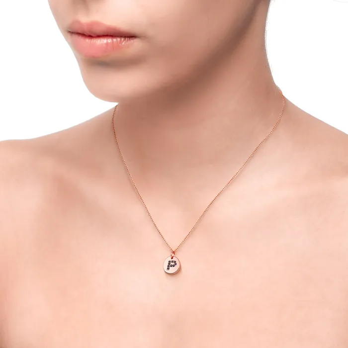 Spirito Rosa Necklaces Magna P Letter Necklace Black CZ Rose Gold Plated 925 Silver Spirito Rosa Necklaces Magna P Letter Necklace Black CZ Rose Gold Plated 925 Silver