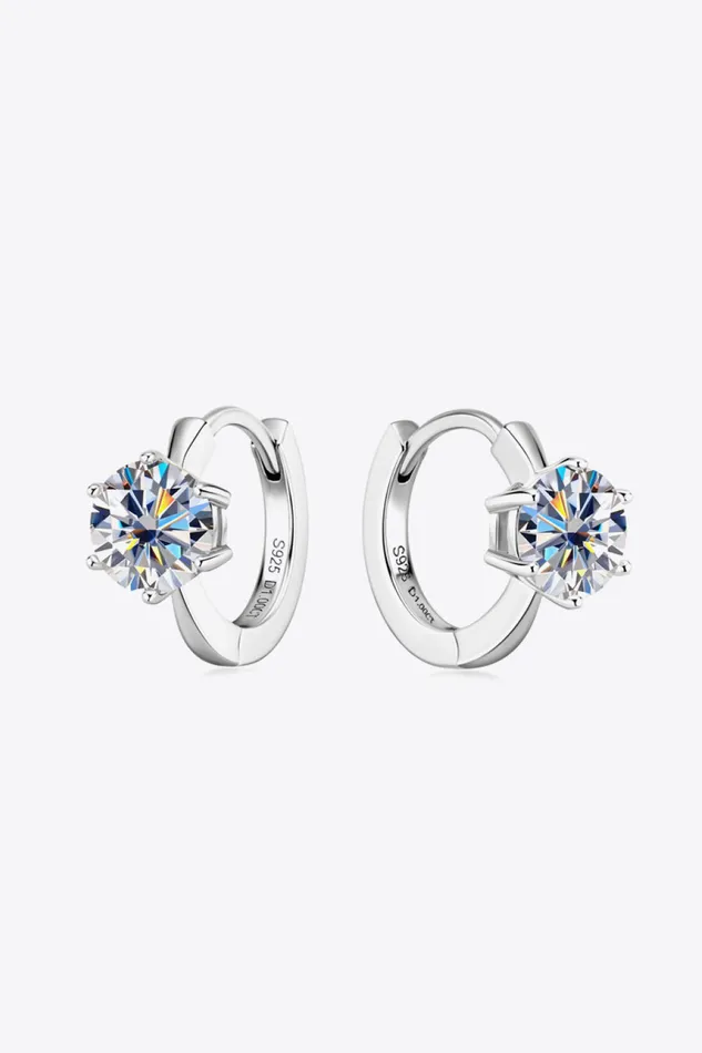Trendsi Earrings 2 Carat Moissanite 925 Sterling Silver Huggie Earrings
