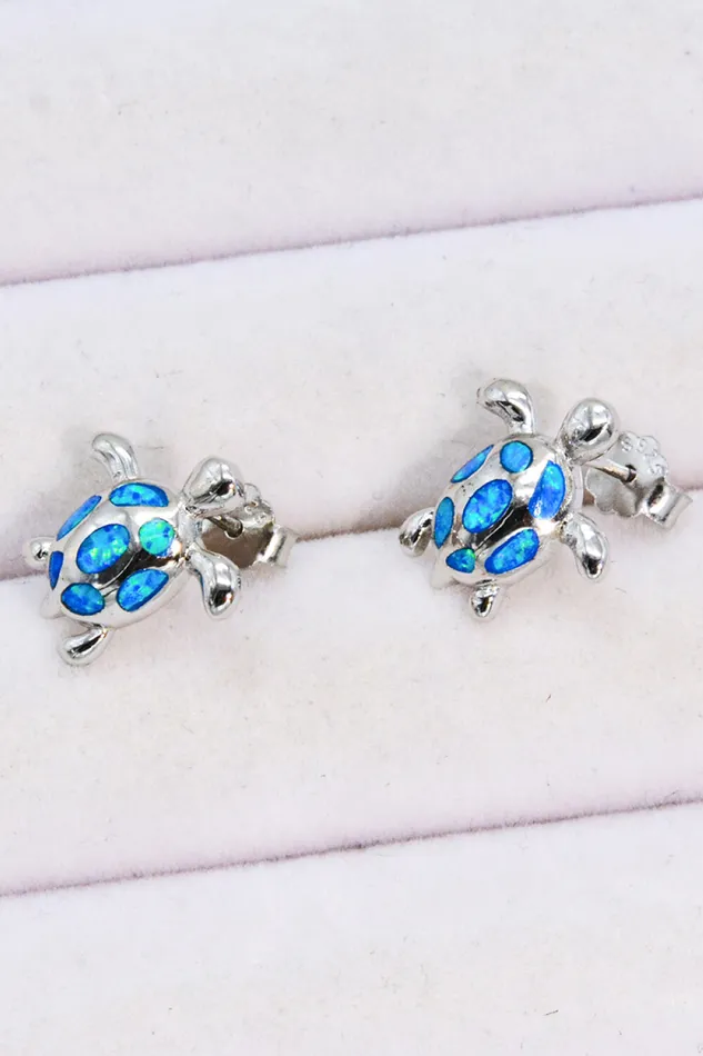 Trendsi Earrings Opal Turtle PlatinumPlated Stud Earrings