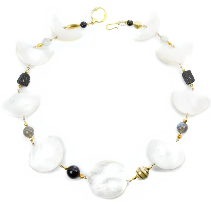 White Mother of Pearl Phases of the Moon Necklace Gabriella Kiss Necklaces White Mother of Pearl Phases of the Moon Necklace Gabriella Kiss Necklaces
