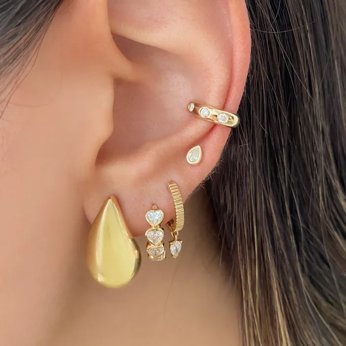 Alev Collection Large Golden Pear Earrings Earrings