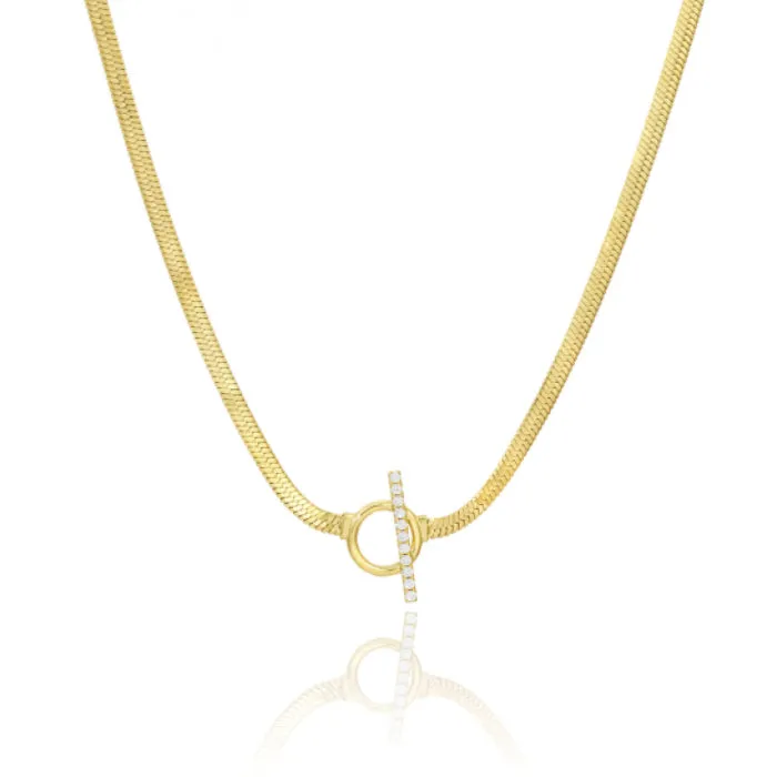 Alev Jewelry Necklaces Gold and Pave Clasp Snake Necklace