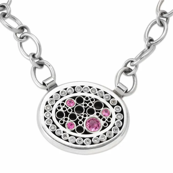 Belle Brooke Diamond Pink Sapphire Necklace Belle Brooke Necklaces