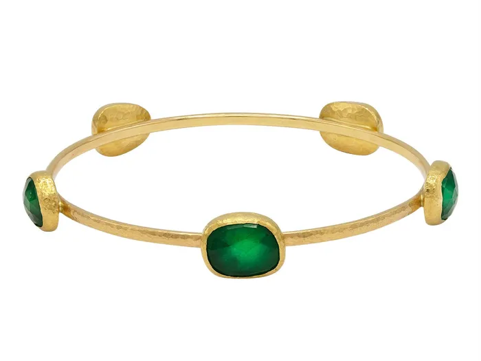 Bracelets GG GOLD OOAK GURHAN Elements Gold Emerald Stacking Bangle Bracelet 5Stone