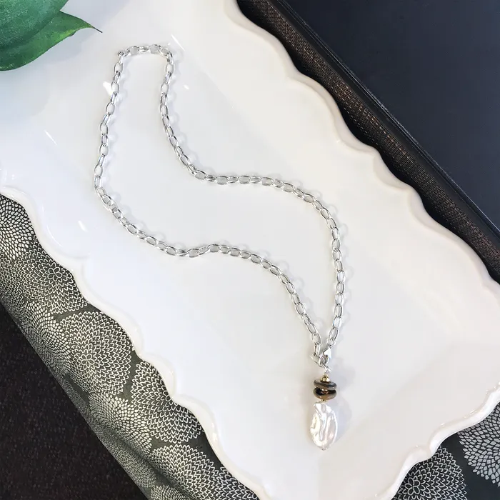 Elisa Ilana Earrings Baroque Pearl Lariat