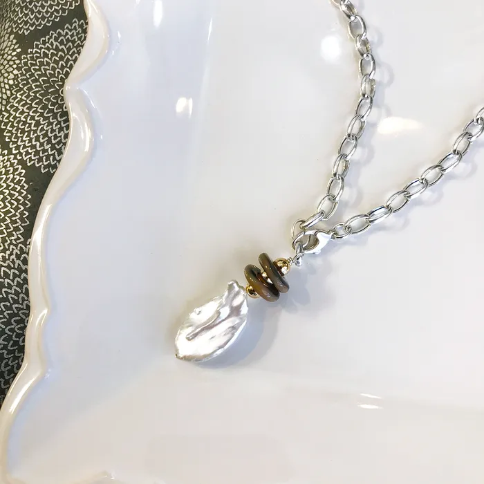 Elisa Ilana Earrings Baroque Pearl Lariat