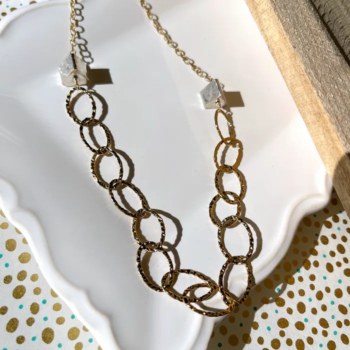 Elisa Ilana Hammered Geometric Fine Silver on 14kt GoldFilled Chain Necklaces Elisa Ilana Hammered Geometric Fine Silver on 14kt GoldFilled Chain Necklaces
