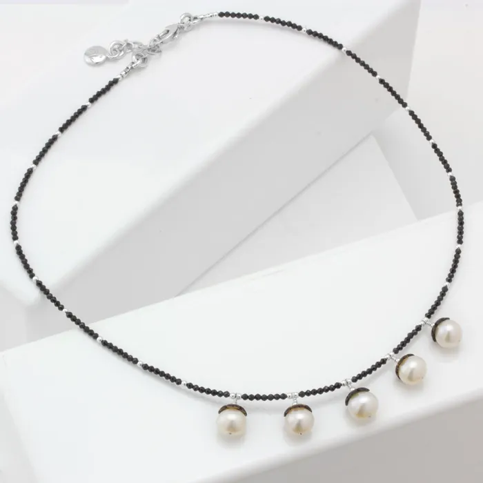 Elisa Ilana Necklaces Impressionist Collection Black Mother of Pearl Pearl Necklace Elisa Ilana Necklaces Impressionist Collection Black Mother of Pearl Pearl Necklace