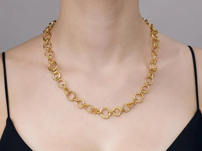 GG GOLD COR Necklaces GURHAN Hoopla Gold Link Short Necklace Mixed Round Links
