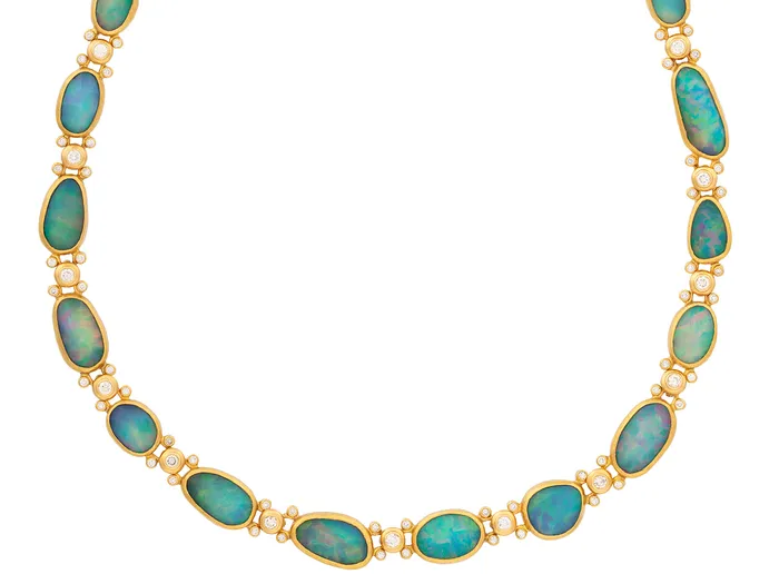 GG GOLD OOAK Necklaces GURHAN Elements Gold Opal All Around Short Necklace Mixed Amorphous Shapes GG GOLD OOAK Necklaces GURHAN Elements Gold Opal All Around Short Necklace Mixed Amorphous Shapes