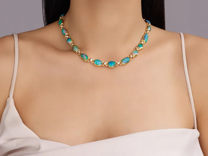 GG GOLD OOAK Necklaces GURHAN Elements Gold Opal All Around Short Necklace Mixed Amorphous Shapes GG GOLD OOAK Necklaces GURHAN Elements Gold Opal All Around Short Necklace Mixed Amorphous Shapes