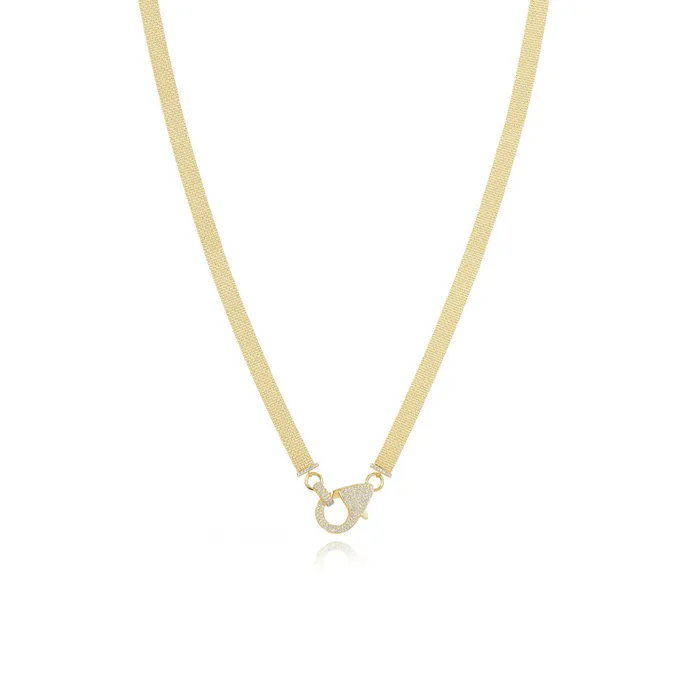 Gold Mesh Chain Diamond Clasp Necklace Alev Jewelry Necklaces