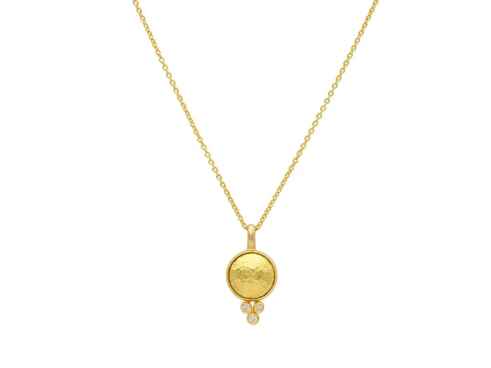 GURHAN Amulet Gold Diamond Pendant Necklace 10mm Round Dome GG GOLD TRAD Necklaces GURHAN Amulet Gold Diamond Pendant Necklace 10mm Round Dome GG GOLD TRAD Necklaces