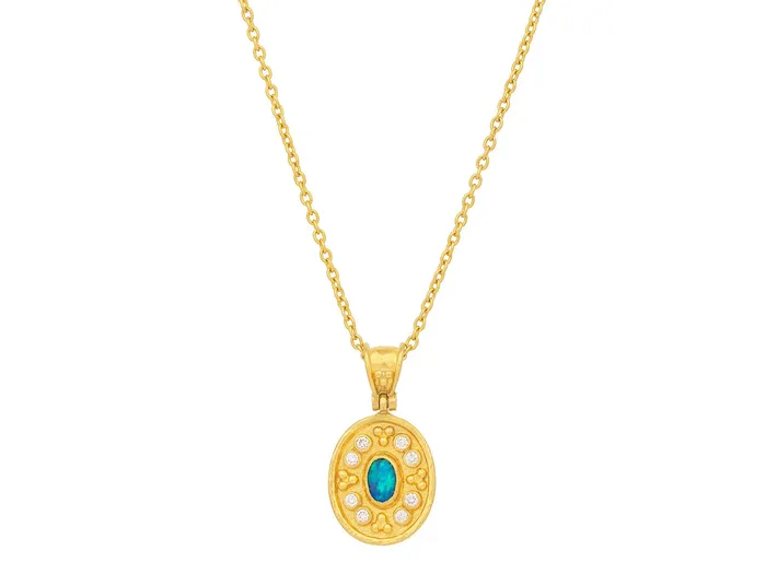 GURHAN Muse Gold Opal Pendant Necklace 16x13mm Oval Medallion GG GOLD OOAK Necklaces GURHAN Muse Gold Opal Pendant Necklace 16x13mm Oval Medallion GG GOLD OOAK Necklaces