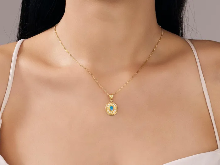 GURHAN Muse Gold Opal Pendant Necklace 16x13mm Oval Medallion GG GOLD OOAK Necklaces GURHAN Muse Gold Opal Pendant Necklace 16x13mm Oval Medallion GG GOLD OOAK Necklaces