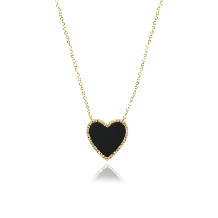 Large Pave Outline Stone Heart Necklace Alev Collection Necklaces