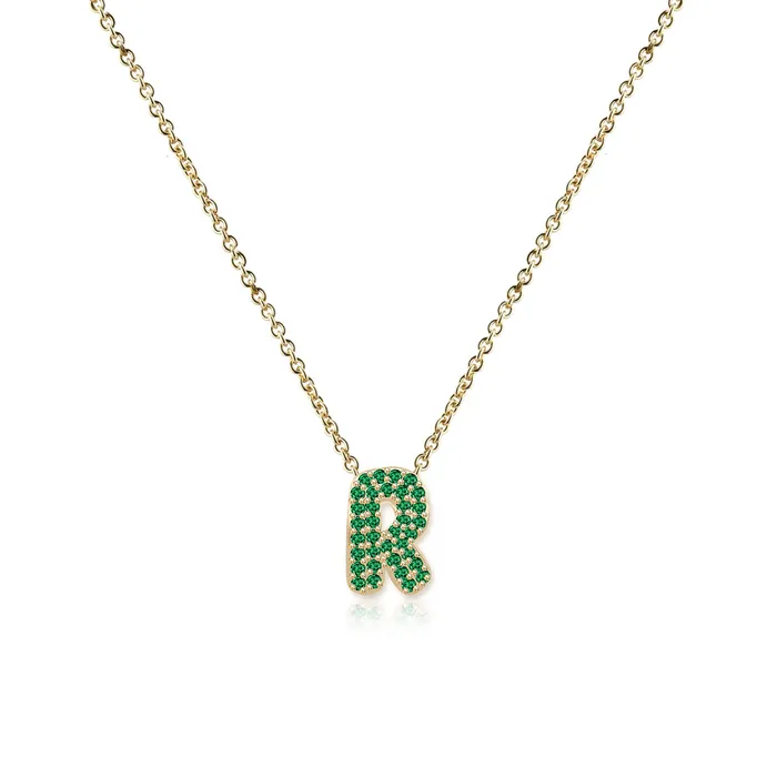 Necklaces Alev Collection Pave Gemstone Initial Necklace