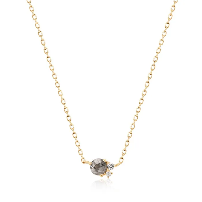 Necklaces Aurelie Gi TWILA Grey Diamond and White Sapphire Necklace