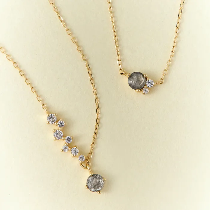 Necklaces Aurelie Gi TWILA Grey Diamond and White Sapphire Necklace