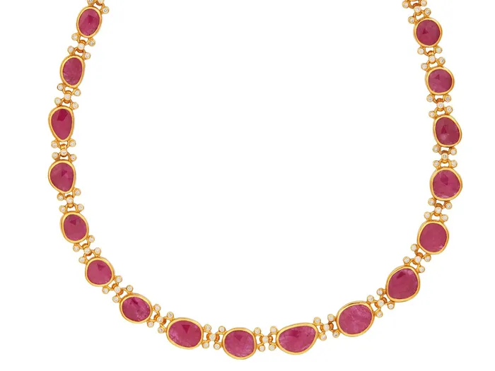 Necklaces GG GOLD OOAK GURHAN Elements Gold Ruby All Around Short Necklace Mixed Amorphous Shapes Necklaces GG GOLD OOAK GURHAN Elements Gold Ruby All Around Short Necklace Mixed Amorphous Shapes