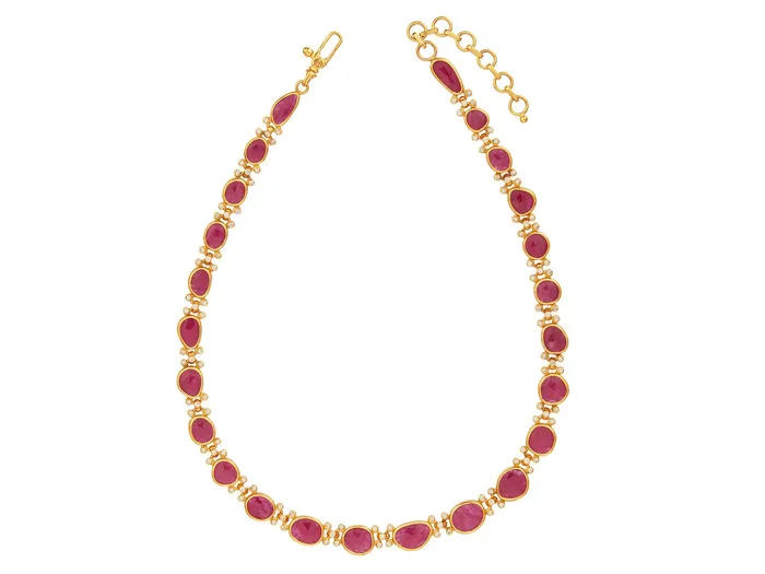 Necklaces GG GOLD OOAK GURHAN Elements Gold Ruby All Around Short Necklace Mixed Amorphous Shapes Necklaces GG GOLD OOAK GURHAN Elements Gold Ruby All Around Short Necklace Mixed Amorphous Shapes