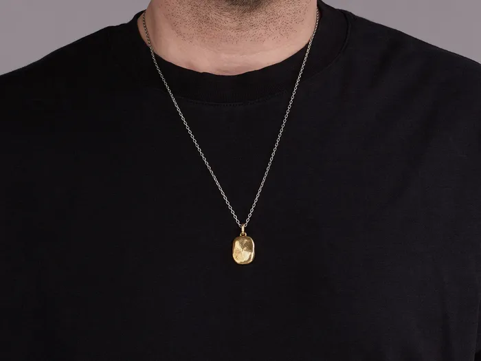 Necklaces GG SILVER NEW GURHAN Mens Brass Pendant Necklace 30x17mm Rectangle Necklaces GG SILVER NEW GURHAN Mens Brass Pendant Necklace 30x17mm Rectangle