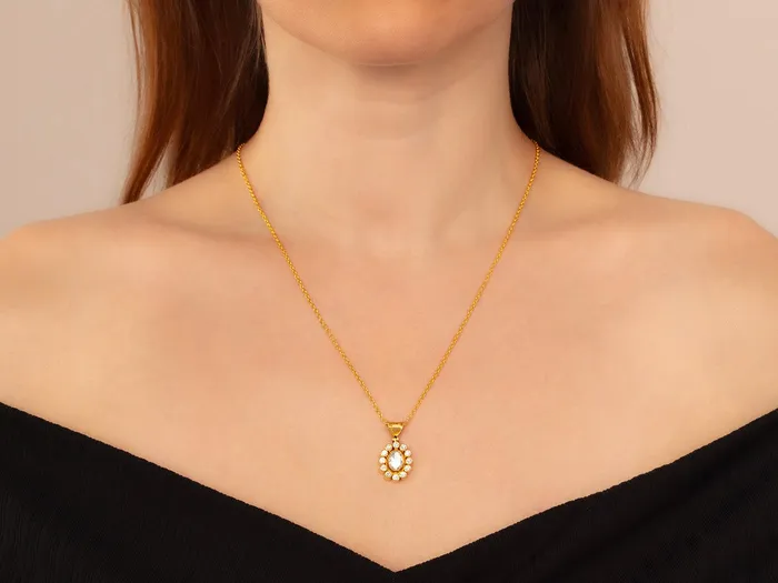 Necklaces GURHAN Elements Gold Diamond Pendant Necklace 8x6mm Oval set in Diamond Frame GG GOLD OOAK Necklaces GURHAN Elements Gold Diamond Pendant Necklace 8x6mm Oval set in Diamond Frame GG GOLD OOAK