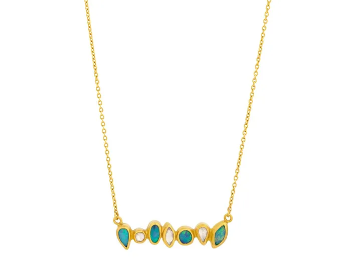 Necklaces GURHAN Pointelle Gold Opal Bar Pendant Necklace Mixed Shaped Stones GG GOLD CLR Necklaces GURHAN Pointelle Gold Opal Bar Pendant Necklace Mixed Shaped Stones GG GOLD CLR