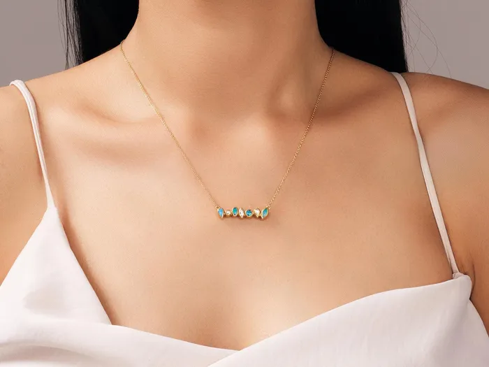 Necklaces GURHAN Pointelle Gold Opal Bar Pendant Necklace Mixed Shaped Stones GG GOLD CLR Necklaces GURHAN Pointelle Gold Opal Bar Pendant Necklace Mixed Shaped Stones GG GOLD CLR