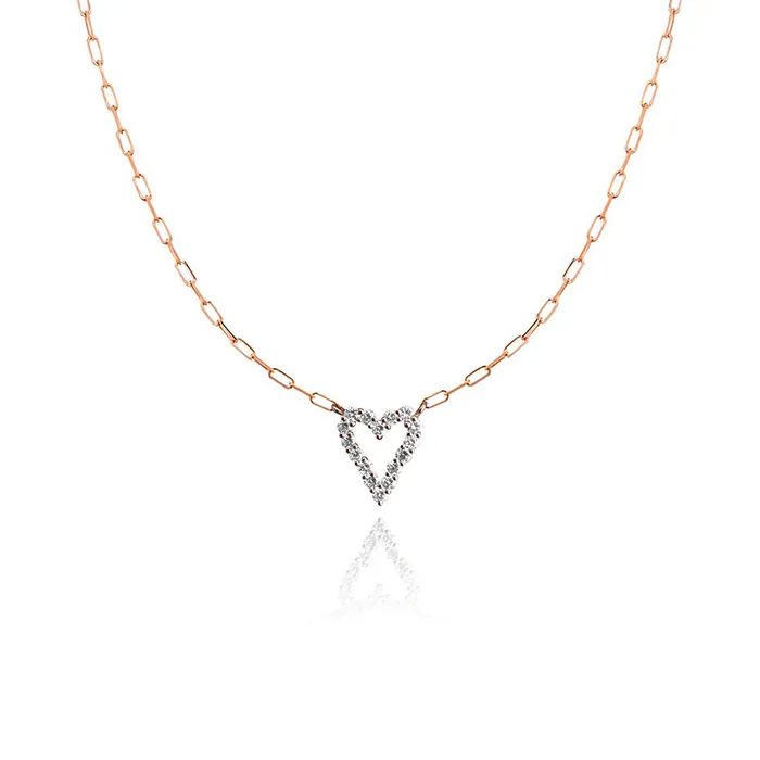 Necklaces Large Diamond Heart Paperclip Necklace Alev Collection