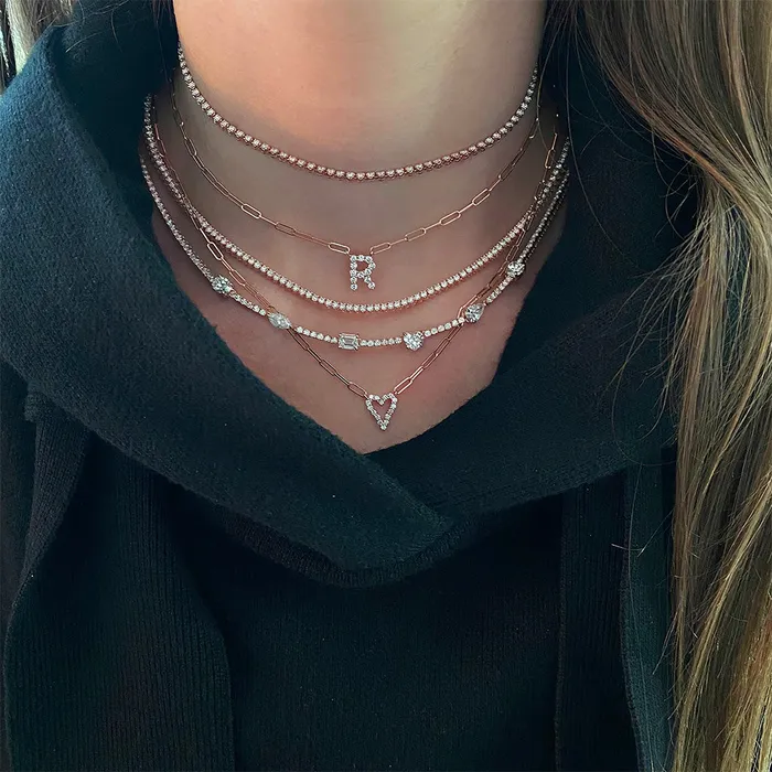 Necklaces Large Diamond Heart Paperclip Necklace Alev Collection