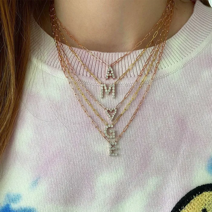 Necklaces Large Diamond Heart Paperclip Necklace Alev Collection