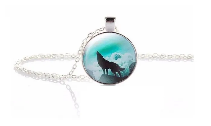 Necklaces sparklingselections Fashion Wolf Moon Round Glass Pendant Necklace Necklaces sparklingselections Fashion Wolf Moon Round Glass Pendant Necklace