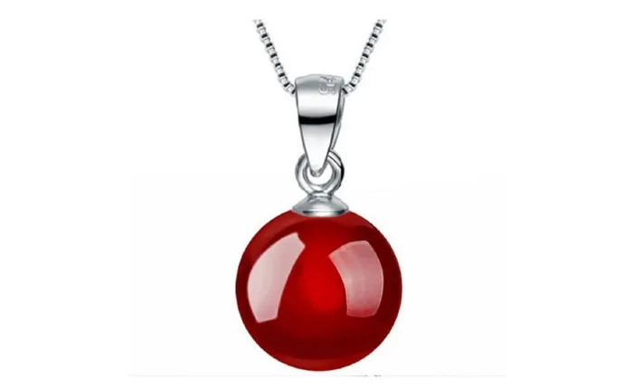 Necklaces sparklingselections Jewelry Red Ball Necklace Fashion Natural Stone Pendants For Women Necklaces sparklingselections Jewelry Red Ball Necklace Fashion Natural Stone Pendants For Women