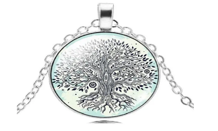 Necklaces sparklingselections Silver Color Glass Cabochon Tree of Life Shaped Pendant Necklace Necklaces sparklingselections Silver Color Glass Cabochon Tree of Life Shaped Pendant Necklace