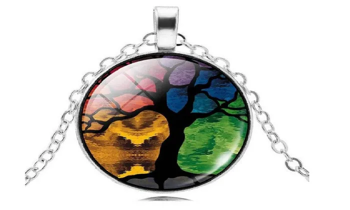 Necklaces sparklingselections Silver Color Glass Cabochon Tree of Life Shaped Pendant Necklace Necklaces sparklingselections Silver Color Glass Cabochon Tree of Life Shaped Pendant Necklace