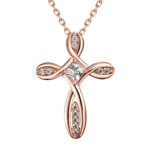 Necklaces Unique Classic Trendy Rose Gold Color Crystal Beautiful Womens Necklace Jewelry Accessories For Gifts Party Wear sparklingselections
