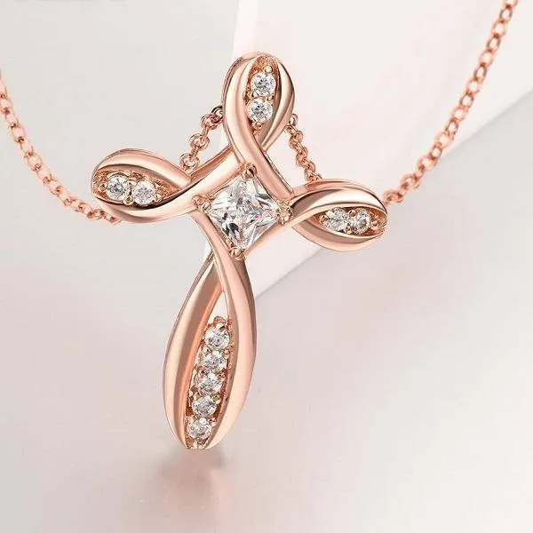 Necklaces Unique Classic Trendy Rose Gold Color Crystal Beautiful Womens Necklace Jewelry Accessories For Gifts Party Wear sparklingselections