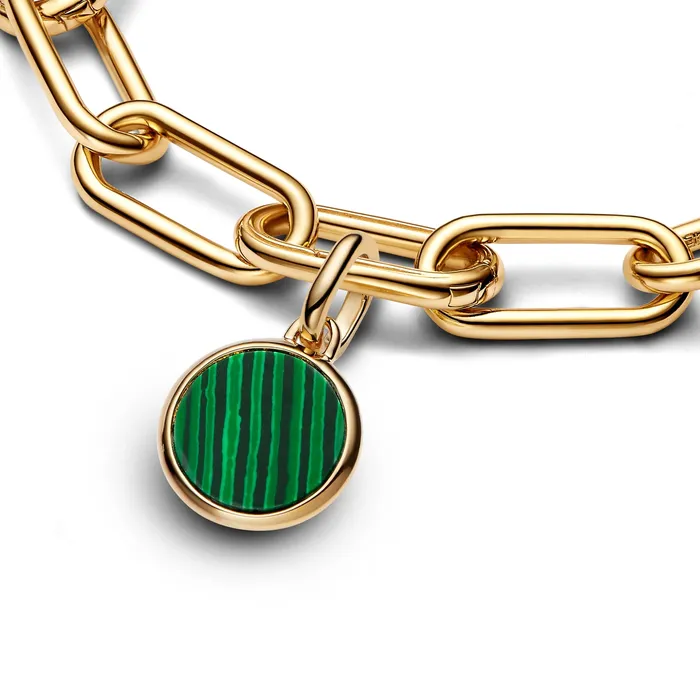 Pandora Green Engravable Mini Medallion Charm Pandora Charm Necklaces
