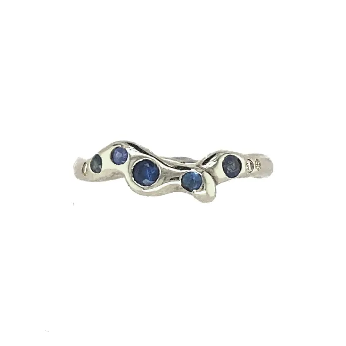 Shades Of The Deep Sapphire And Diamond Octopus Band in Sterling Silver Emily Amey Jewelry Rings