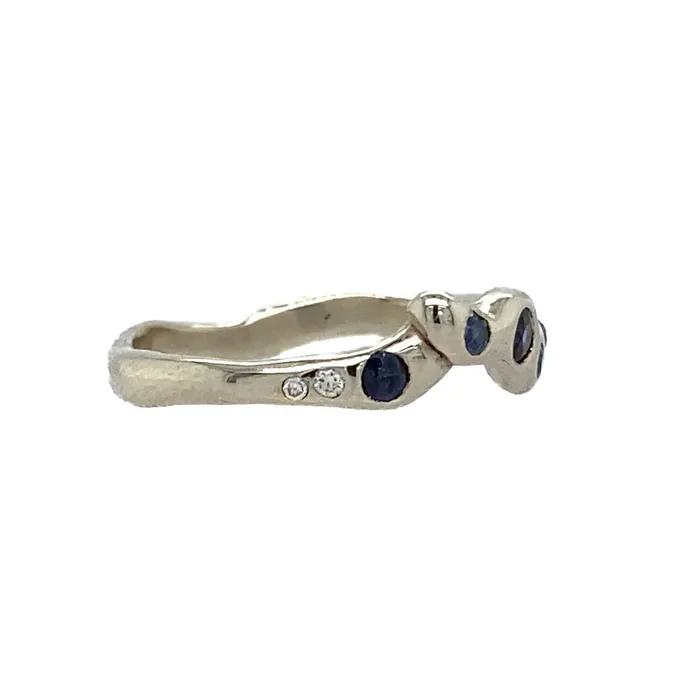 Shades Of The Deep Sapphire And Diamond Octopus Band in Sterling Silver Emily Amey Jewelry Rings