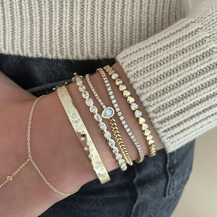 Solitaire Diamond Half Tennis Half Cuban Bracelet Alev Jewelry Bracelets