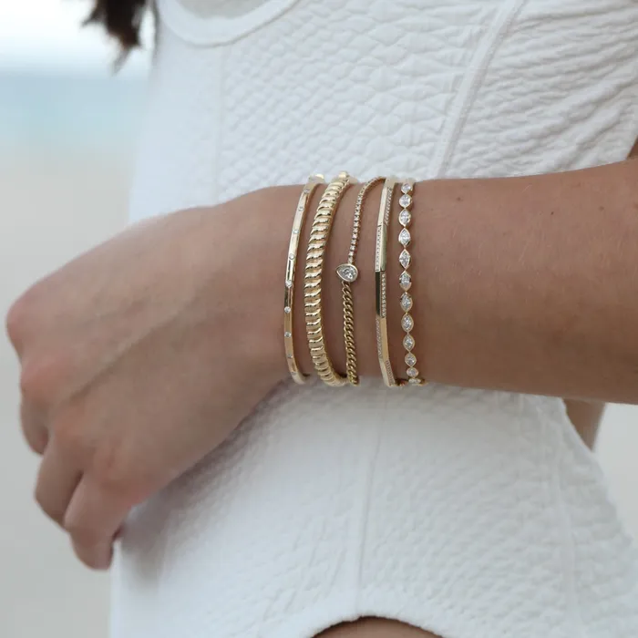 Solitaire Diamond Half Tennis Half Cuban Bracelet Alev Jewelry Bracelets
