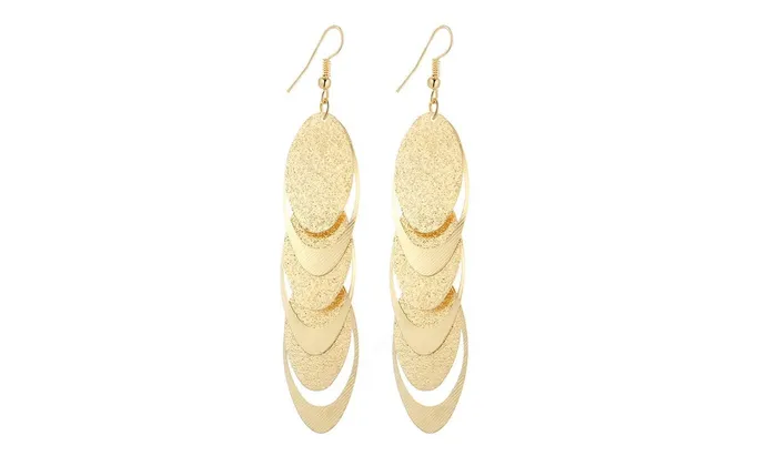 sparklingselections Earrings Matte Oval Dangle Long Earrings For Women