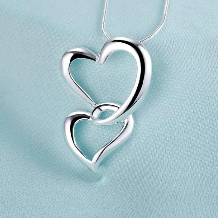 sparklingselections Necklaces Double Heart Loving Pendant Necklace For Women sparklingselections Necklaces Double Heart Loving Pendant Necklace For Women